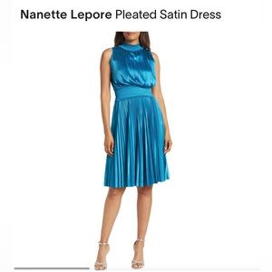 Nanette Lepore teal pleated knee hemline dress